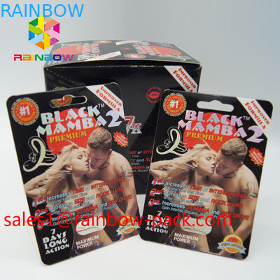 Black mamba kartu 3D, Batu ereksi yang kuat pil seks 3D kartu kemasan, 3D pil seks, Kemasan kartu kertas, 3D kartu pil seks