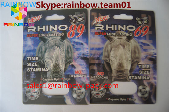 penjualan panas kartu pencetakan 3d hitam mamba efek 3D pil seks kartu kemasan kartu 3d / kartu pencetakan 3d badak kertas ca