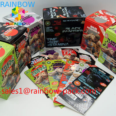 penjualan panas kartu pencetakan 3d hitam mamba efek 3D pil seks kartu kemasan kartu 3d / kartu pencetakan 3d badak kertas ca