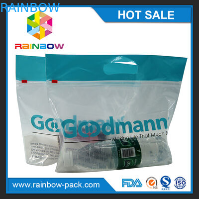 Tas slider ziplock slider dengan logo berdiri tas jelas tas kunci zip depan dengan kode upc dicetak tas ziplock depan yang jelas