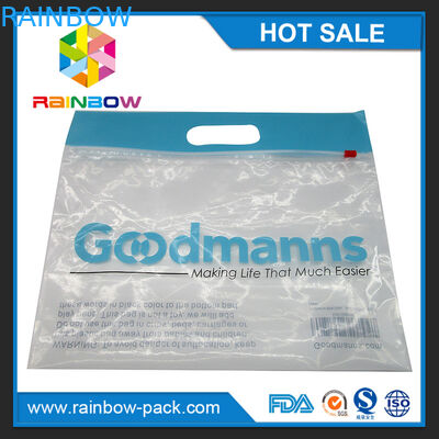 Tas slider ziplock slider dengan logo berdiri tas jelas tas kunci zip depan dengan kode upc dicetak tas ziplock depan yang jelas