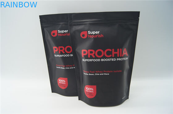 Kustom Aluminium Foil Daur Ulang Stand Up Zipper Pouch Bags Whey Protein