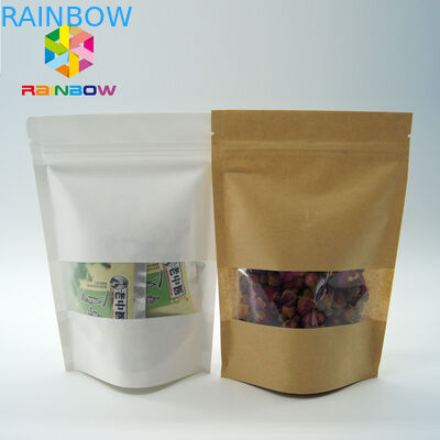 Kantong Stand Up Kertas Cetak Yang Ramah Lingkungan Dengan Jendela Dan Ritsleting Jelas