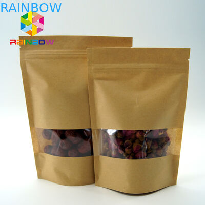 Kantong Teh Kemasan Jendela Bening / Ditutup Kembali Stand Up Pouches Untuk Makanan