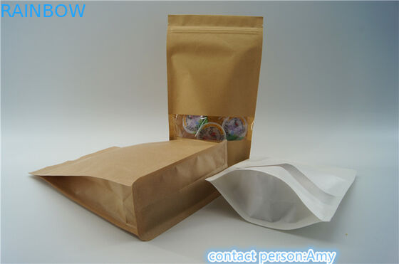 Ziplock White Kraft Paper Snack Bag Packaging Ramah Lingkungan