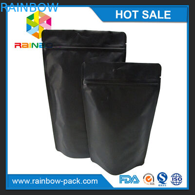 Matte Hitam Putih Aluminium foil Stand up ziplock Bag untuk makanan