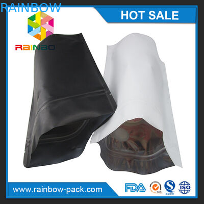 Matte Hitam Putih Aluminium foil Stand up ziplock Bag untuk makanan