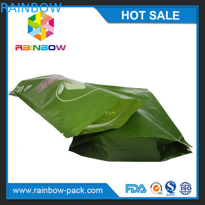 Kantong Teh Hijau Kemasan Dicetak Mylar Stand Up Ziplock Bag Dengan Clear Window