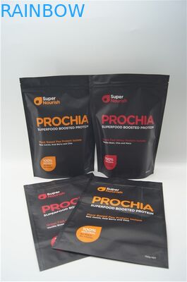 Matt Dicetak aluminium whey protein powder bag / aluminium foil berdiri kantong zipper