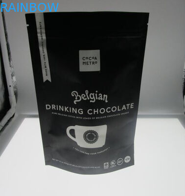 12 oz Cetak Kustom Matte Hitam Coffee Foil Kantung Kemasan Tas Dengan Valve / Zipper