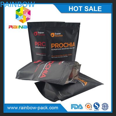 Sampel gratis berdiri ziplock untuk packaing protein whey 750g dengan notch air mata