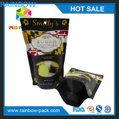 Matte Dicetak Aluminium foil Stand up custom logo Green kemasan teh kemasan dengan takik ritsleting dan air mata