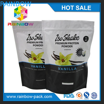 matte finish aluminium foil Stand up suplemen nutrisi kemasan protein bubuk ditutup kembali