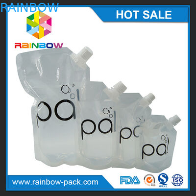 4oz / 8oz / 16oz transparan kantong anggur berdiri dengan cerat bebas BPA