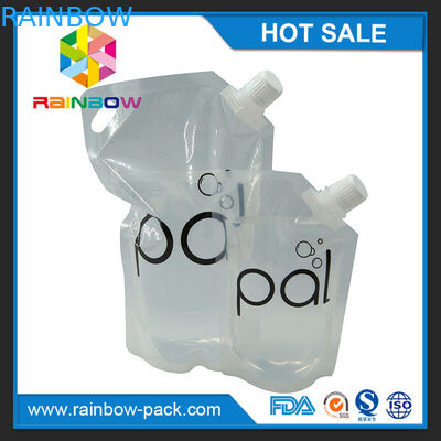 4oz / 8oz / 16oz transparan kantong anggur berdiri dengan cerat bebas BPA