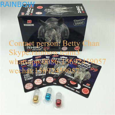 Kartu Tambahan Laki-laki Pil Peningkatan 3D Blister Untuk Purple Rhino 99 30000 / Rhino 69 35000