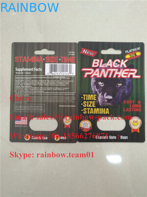 Black Panther 15000/12000 Kapsul Kartu Kertas Blister / Paket Pil Peningkatan Kinerja Seksual Pria