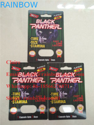 Black Panther 15000/12000 Kapsul Kartu Kertas Blister / Paket Pil Peningkatan Kinerja Seksual Pria