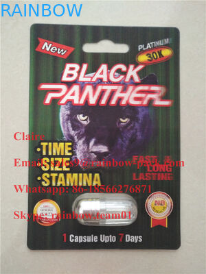 Black Panther 15000/12000 Kapsul Kartu Kertas Blister / Paket Pil Peningkatan Kinerja Seksual Pria