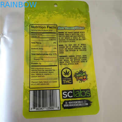 Cbd Thc Fudge Seeds Panas Kantong Plastik Sealable, Aluminium Foil Sachet Untuk Cbd Gummy