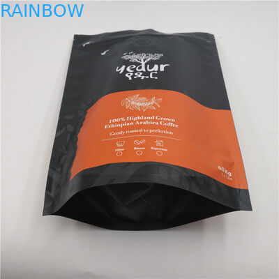 Cetak kustom berdiri Foil Laminasi Black Mylar Ziplock Bags untuk kue kopi rasa