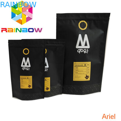 Ritsleting plastik matte hitam Snack Bag Kemasan berdiri kantong ziplock kopi ditutup kembali
