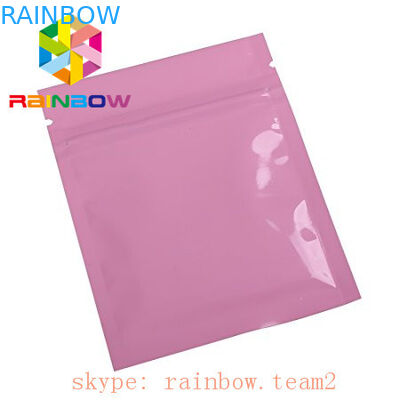 Pink Metallic Foil Mylar Zip Lock Kantong Makanan Disegel Tiga Sisi Kemasan Biji Chia