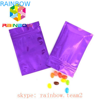 Bentuk Datar Aluminium Foil Kantung Kemasan Kantong Biji Rami Dengan Zipper