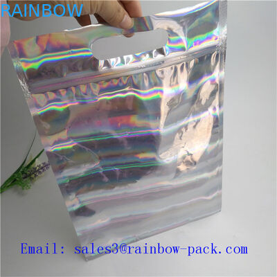 Silver Stand Up Bag Holographic Small Ziplock Seal Kemasan kantong makanan Sachet