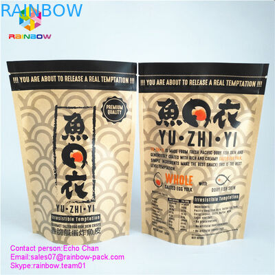 Kustom dicetak kertas kraft tas kunci ritsleting tas untuk keripik kulit ikan asin gourmet gourmet