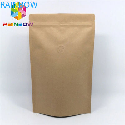 Stand Up Plastic Brown Kraft Paper Bag Kantong Kertas Disesuaikan Dengan kunci Zip Untuk Biji Kopi