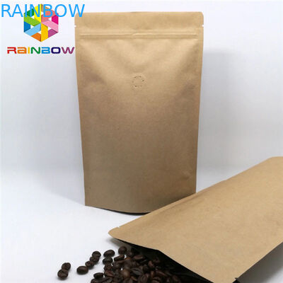 Stand Up Plastic Brown Kraft Paper Bag Kantong Kertas Disesuaikan Dengan kunci Zip Untuk Biji Kopi