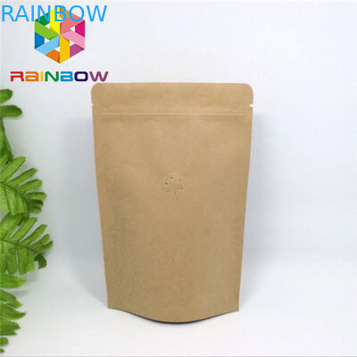Stand Up Plastic Brown Kraft Paper Bag Kantong Kertas Disesuaikan Dengan kunci Zip Untuk Biji Kopi