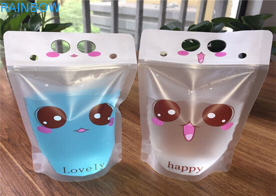 100ml / 200ml Transparan Stand Up Pouches Pencetakan Warna Penuh Dengan Zipper