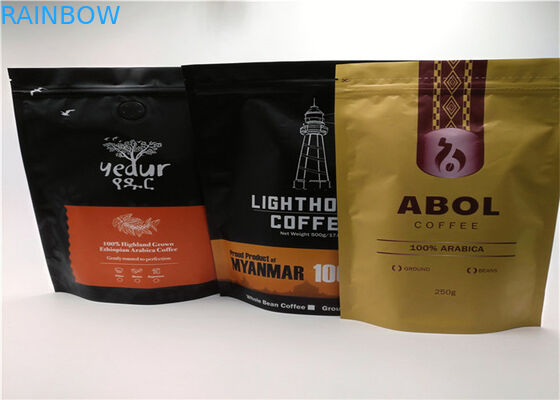 Tas Kemasan Plastik Black Mylar Zip Lock Berdiri Untuk Kopi Dan Teh