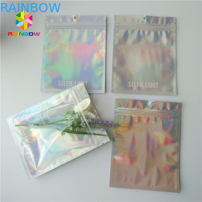 Three Side Sealed Cosmetic Packaging Bag Bahan Film Terakhir Glossy Varnish Surface