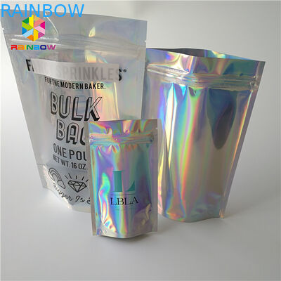 Waterproof Holographic Stand Up Pouch Permukaan Akhir Mengkilap