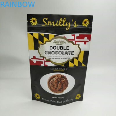 Stand Up Snack Bag Kemasan Tiga Sisi Segel Sudut Bulat Dengan Ritsleting