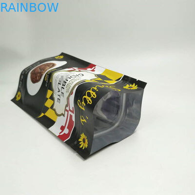 Stand Up Snack Bag Kemasan Tiga Sisi Segel Sudut Bulat Dengan Ritsleting