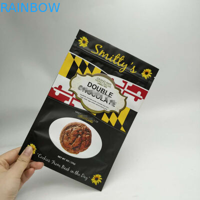 Stand Up Snack Bag Kemasan Tiga Sisi Segel Sudut Bulat Dengan Ritsleting