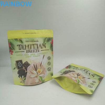 Foil Emas Stand Up Kantong 200g / 250g Untuk Protein Bubuk Logo Disesuaikan