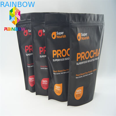 Pencetakan Disesuaikan Stand Up Bags Air Mata Notch Untuk Makanan Ringan / Permen / Biskuit