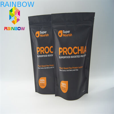 Pencetakan Disesuaikan Stand Up Bags Air Mata Notch Untuk Makanan Ringan / Permen / Biskuit