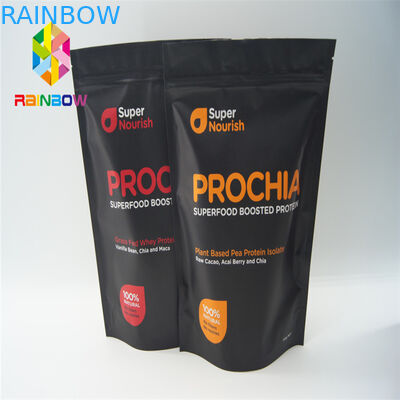 Pencetakan Disesuaikan Stand Up Bags Air Mata Notch Untuk Makanan Ringan / Permen / Biskuit