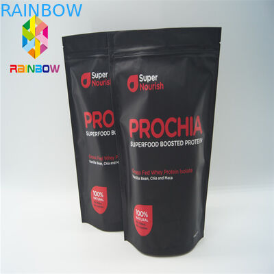 Pencetakan Disesuaikan Stand Up Bags Air Mata Notch Untuk Makanan Ringan / Permen / Biskuit