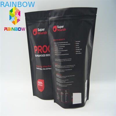 Pencetakan Disesuaikan Stand Up Bags Air Mata Notch Untuk Makanan Ringan / Permen / Biskuit