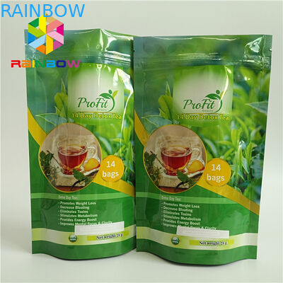 Food Grade Stand Up Zipper Pouch Plastik Panas Disegel Untuk Teh / Kopi