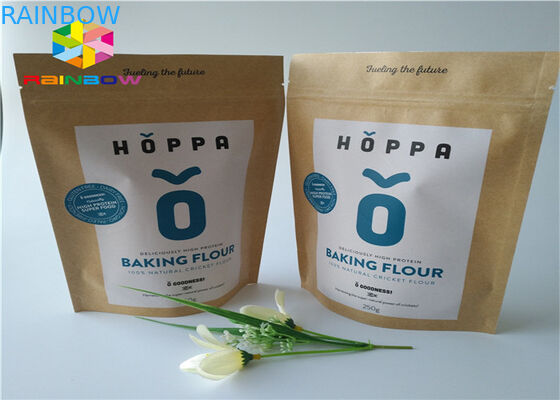 Disesuaikan dicetak kertas kraft ziplock berdiri kantong daging sapi dendeng tas kemasan plastik dengan jendela yang jelas