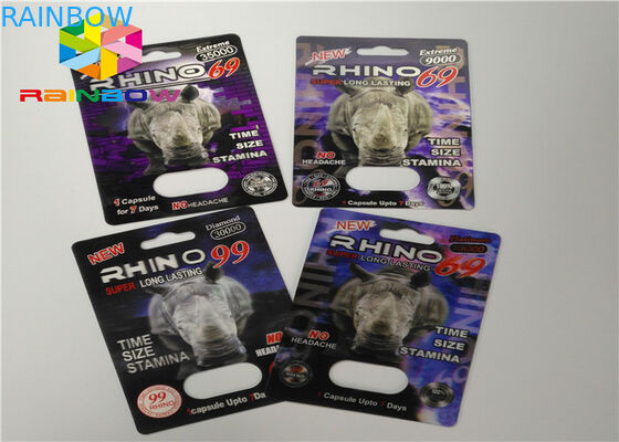Efek 3D Crazy Rhino 69 Rhino 7 Kapsul Seks Pil Kartu laki-laki peningkatan kotak kemasan pil dan blister kartu 3d / kotak