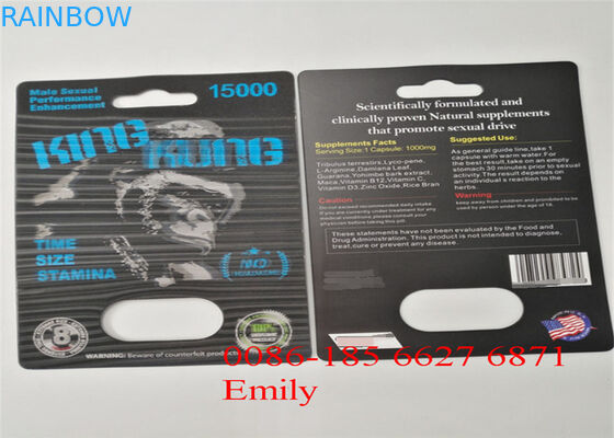 Kemasan Kertas Blister Kartu dilapisi Laminasi Mengkilap Untuk Pil Peningkatan Seksual